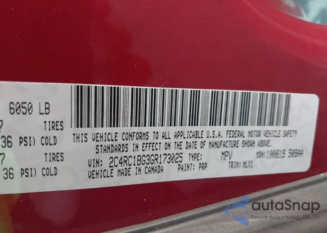 2016 Chrysler Town & Country Touring z USA, uszkodzony, nr VIN 2C4RC1BG3GR173025